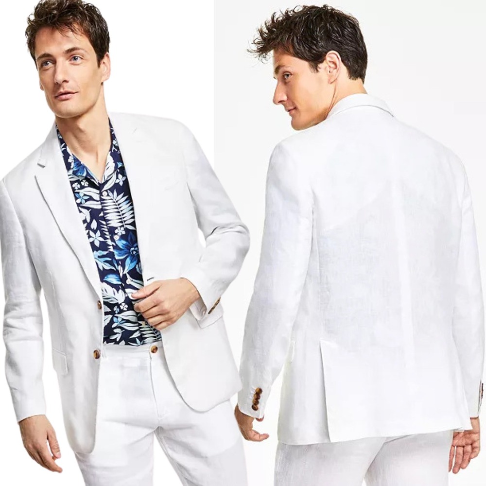 Club Room White 100% Linen Blazer, Mens Medium | NWT Luxury Resort White Party